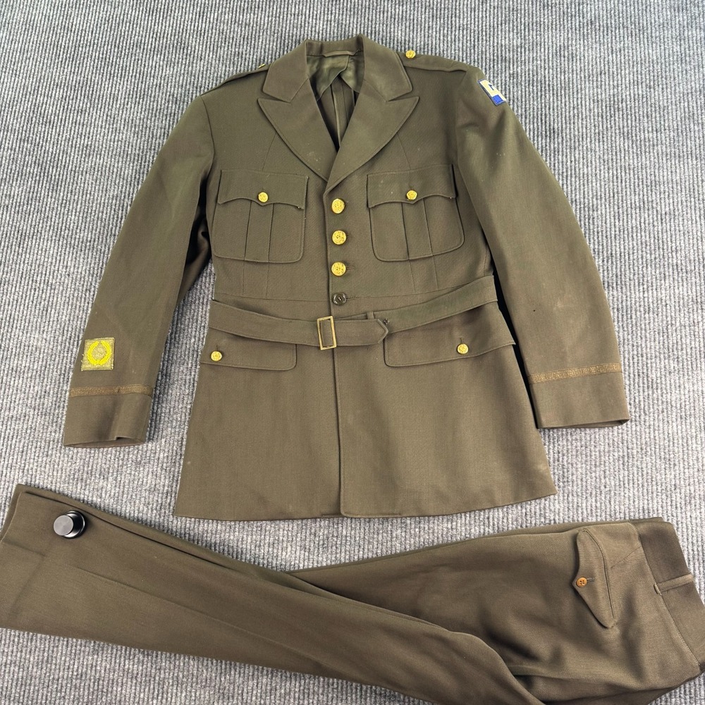 Vintage WWII US Army Service Forces Uniform Set Jacket 40R 42R Pants 34x30 Wool